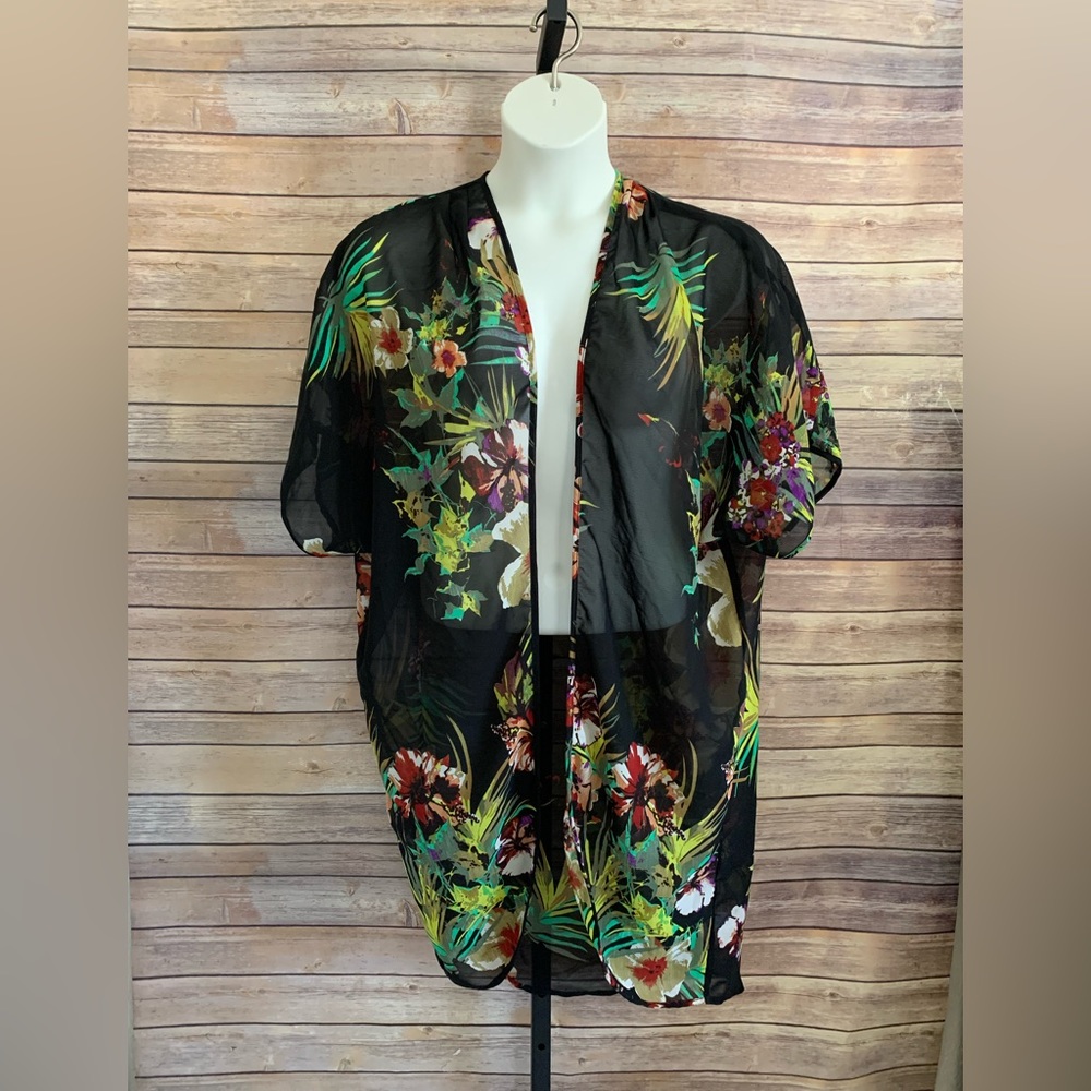 Black Chiffon kimono - Size fits Large